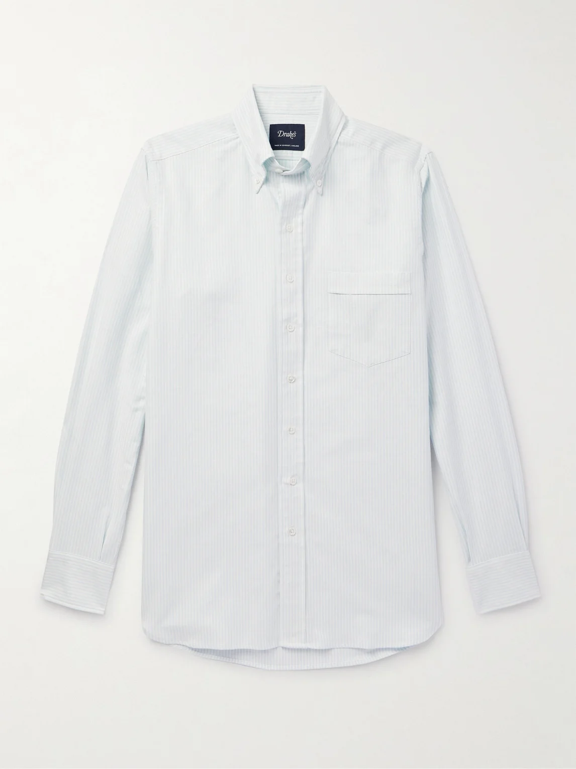 Button-Down Collar Striped Cotton Oxford Shirt - 1