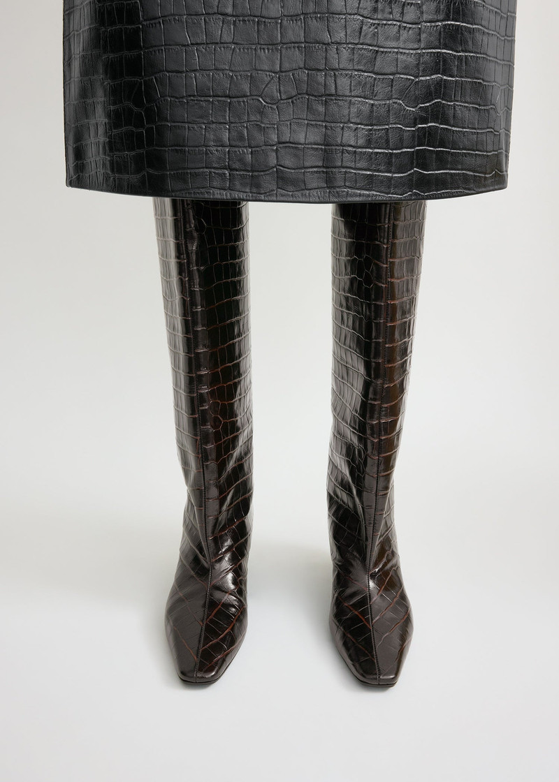 TOTEME The Wide Shaft Boot dark brown croco outlook