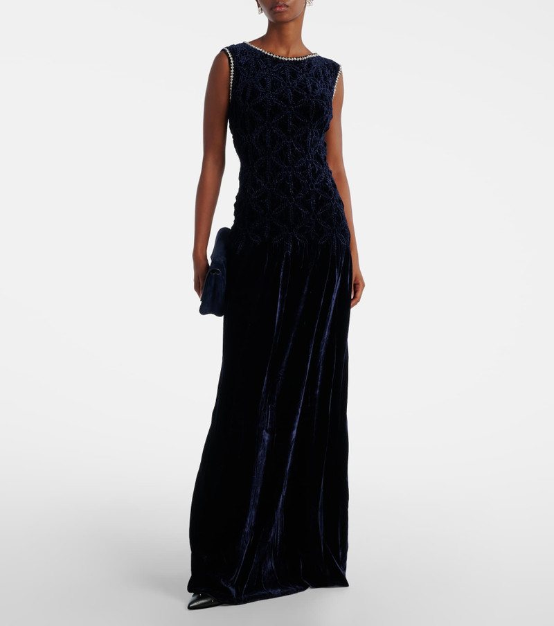 COSTARELLOS Embellished velvet gown outlook