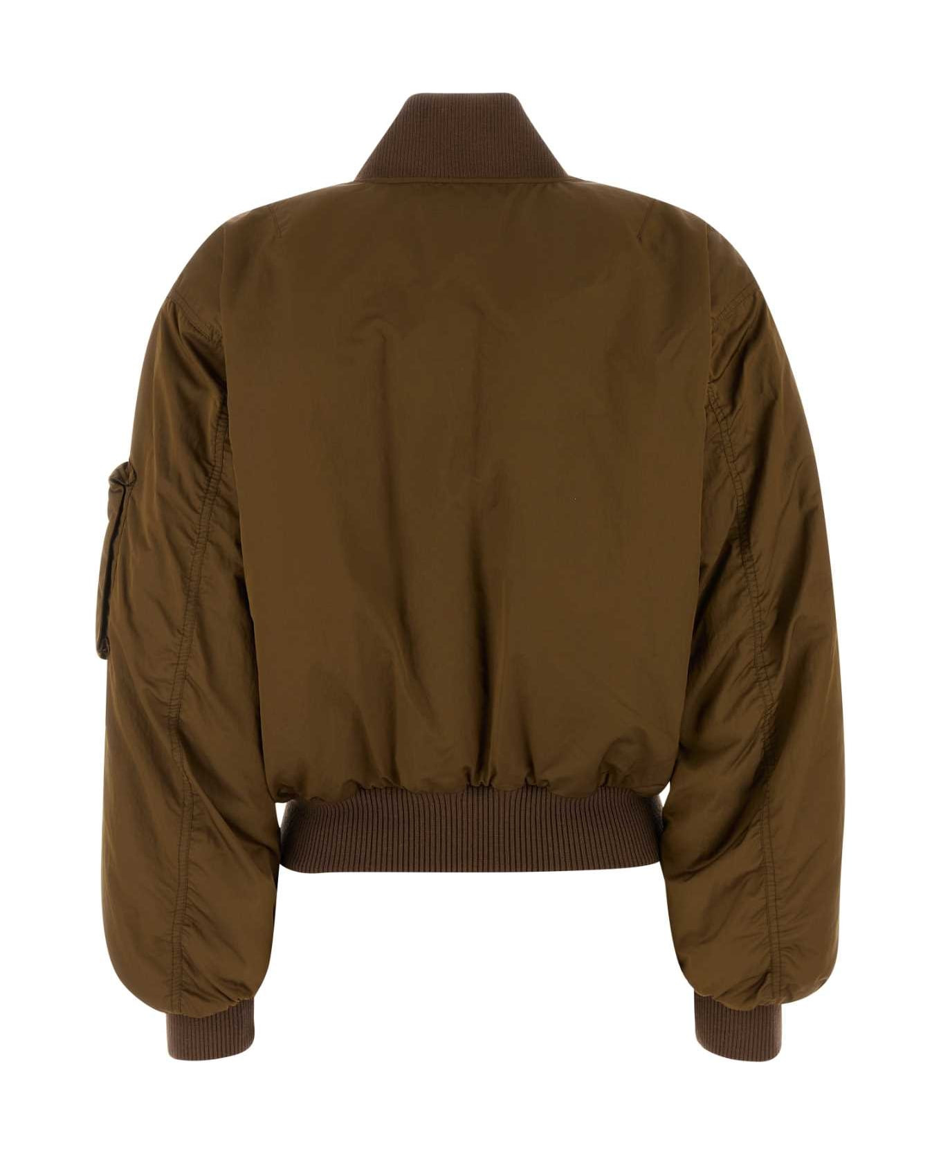 Brown Polyester Blend Bomber Jacket - 2
