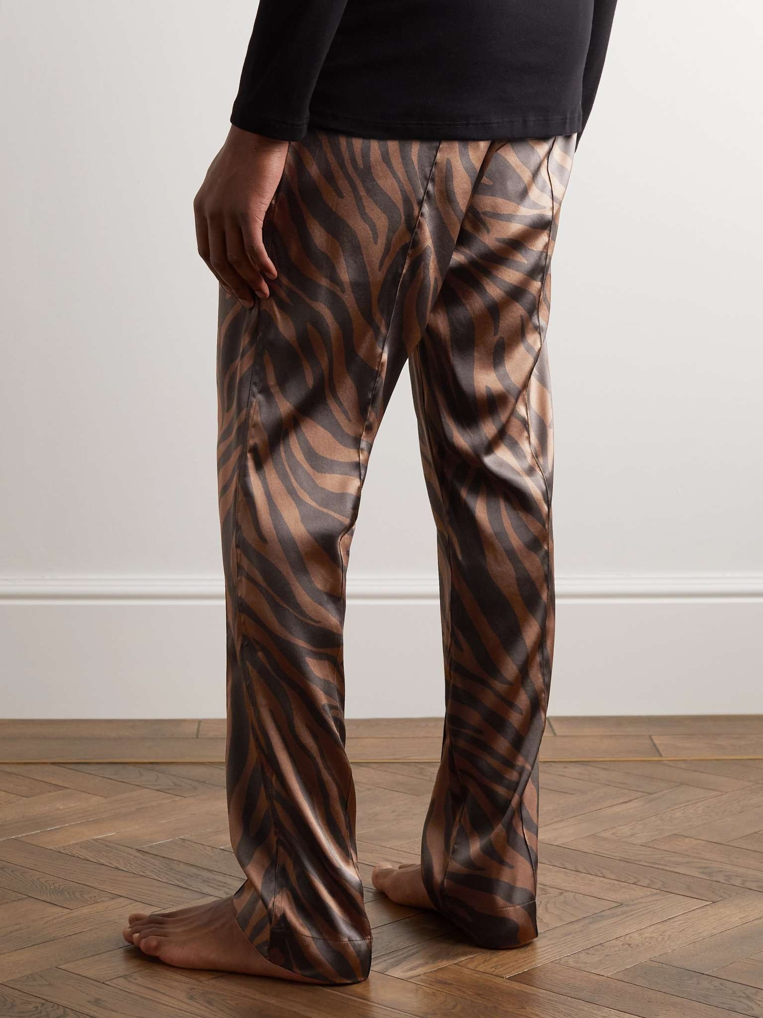 Logo-Appliquéd Animal-Printed Velvet-Trimmed Silk-Blend Pyjama Trousers - 4