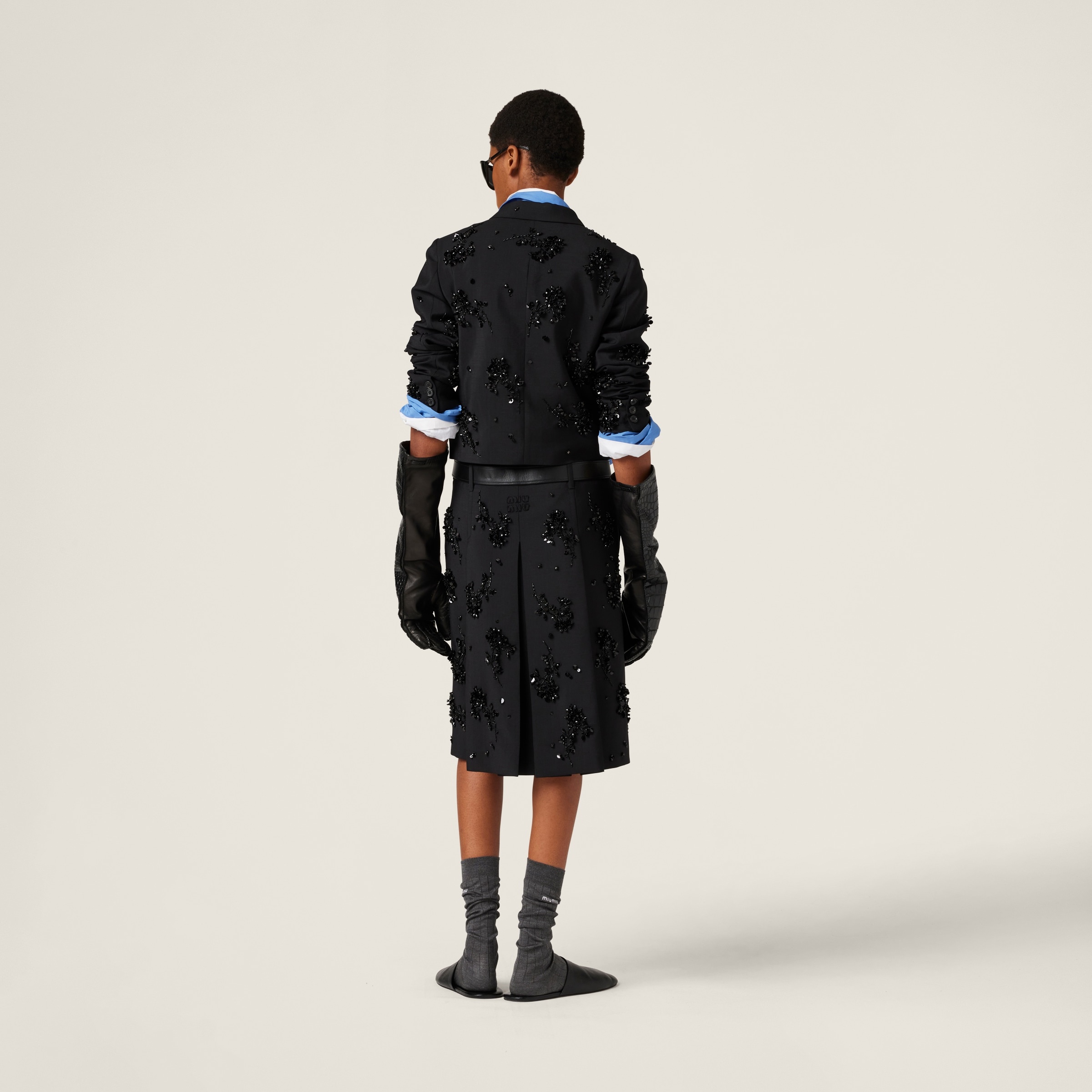 Embroidered kid mohair skirt - 3