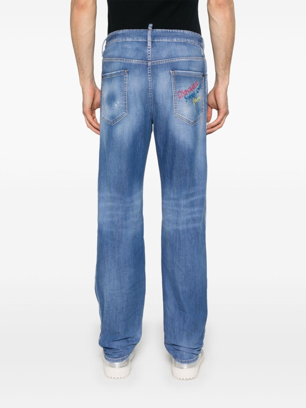 logo-embroidered jeans - 4