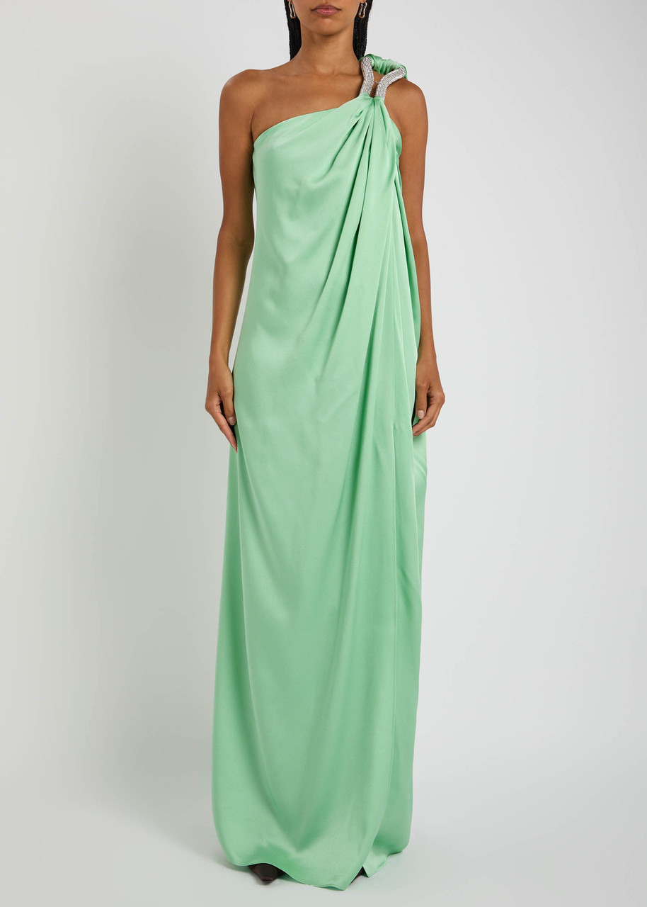 Stella Mccartney Crystal-embellished One-shoulder Satin Gown - 2