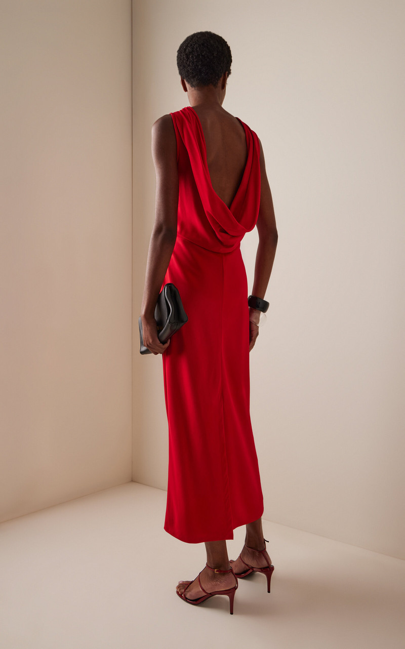 Draped Bias-Cut Midi Dress red 4