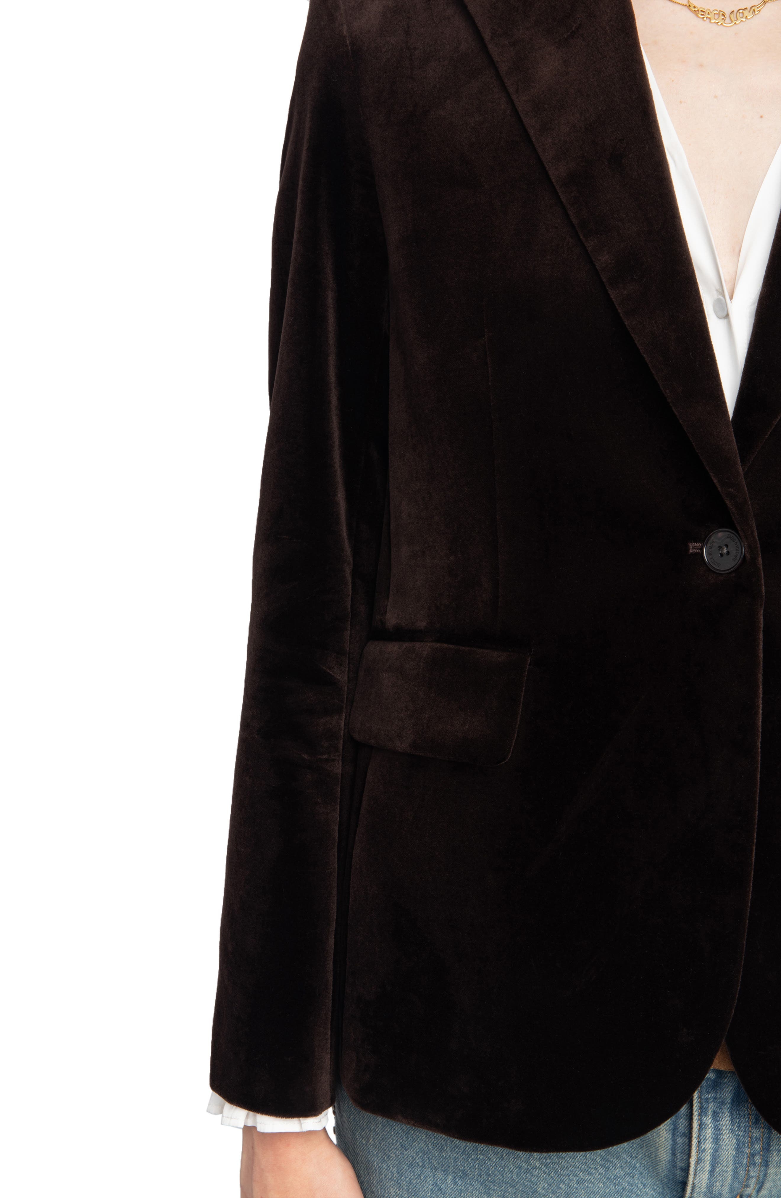 Zadig & Voltaire Vavy Cotton Velveteen Blazer in Dark Chocolate at Nordstrom - 4