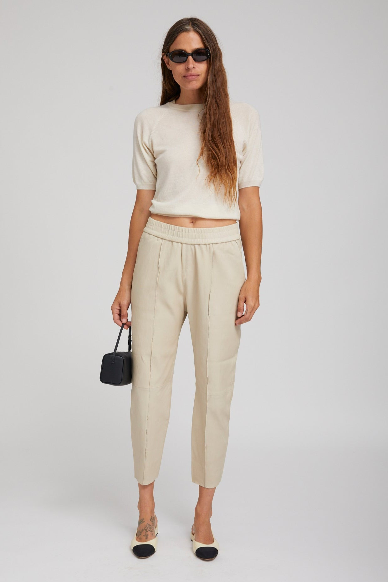 OFF WHITE LEATHER JOGGERS - 3