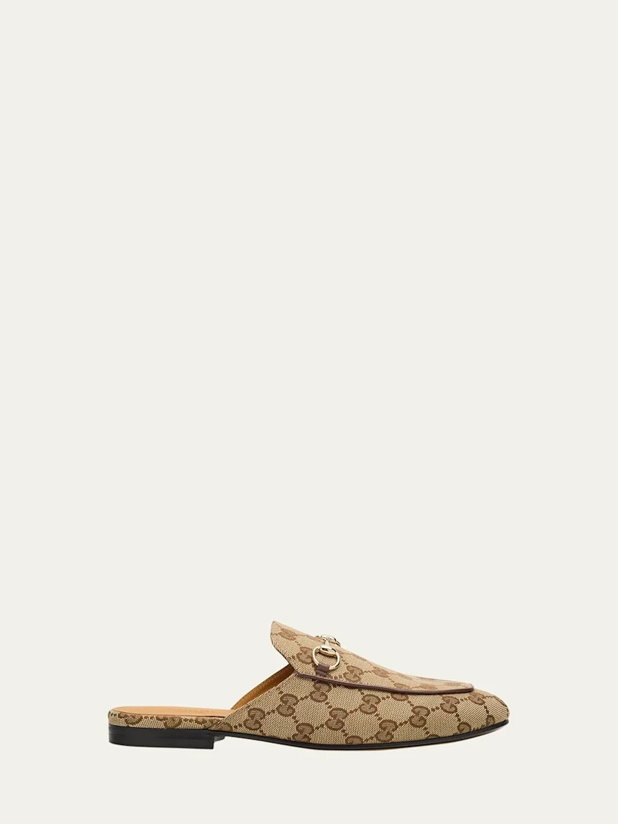 Princetown GG Canvas Bit Loafer Mules - 1