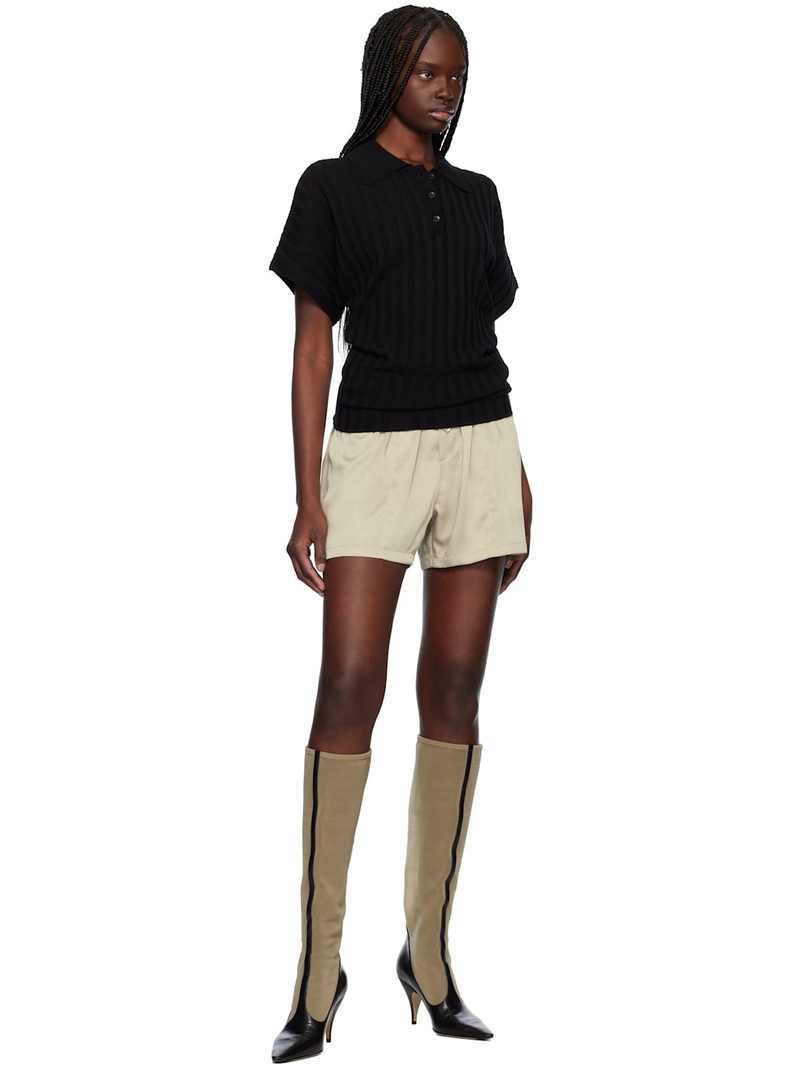 RECTO Black Dolman Sleeves Knit Polo outlook