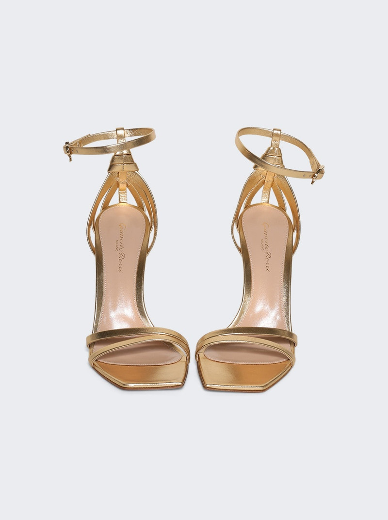 Metallic Leather High Heel Sandals Gold 5