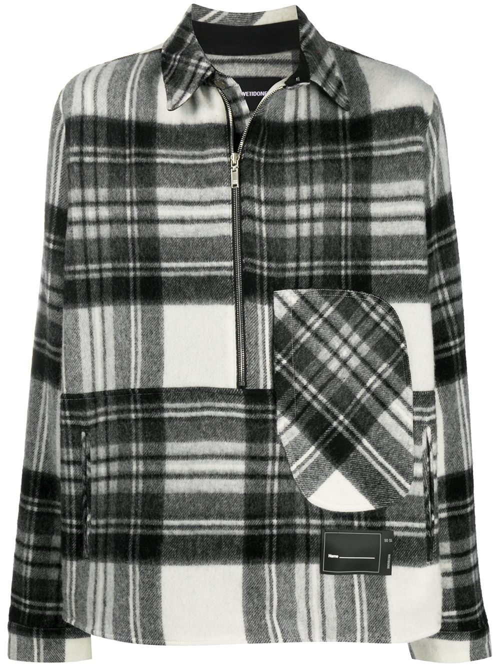 half-zip plaid wool shirt - 1