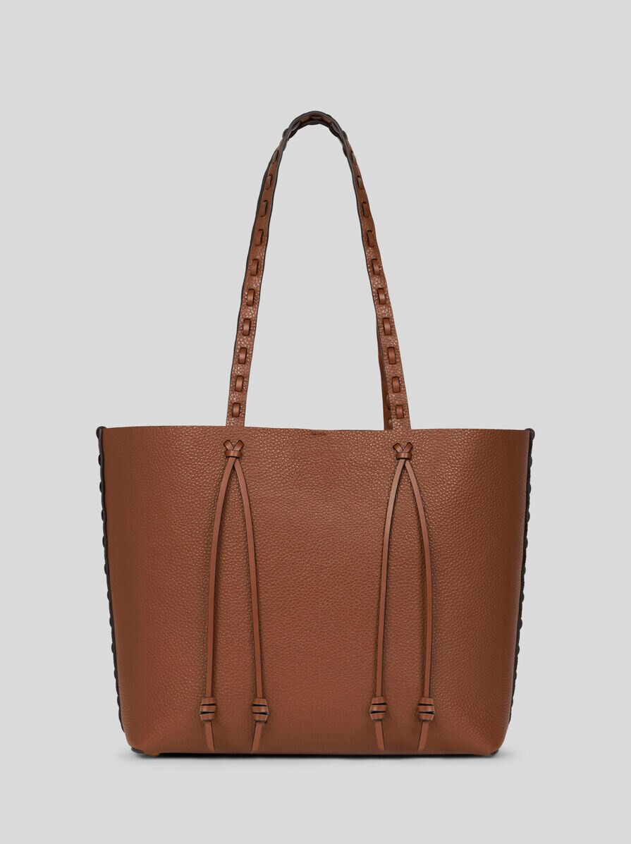 ETRO ESSENTIAL MEDIUM LEATHER TOTE BAG WITH THREADING - 4