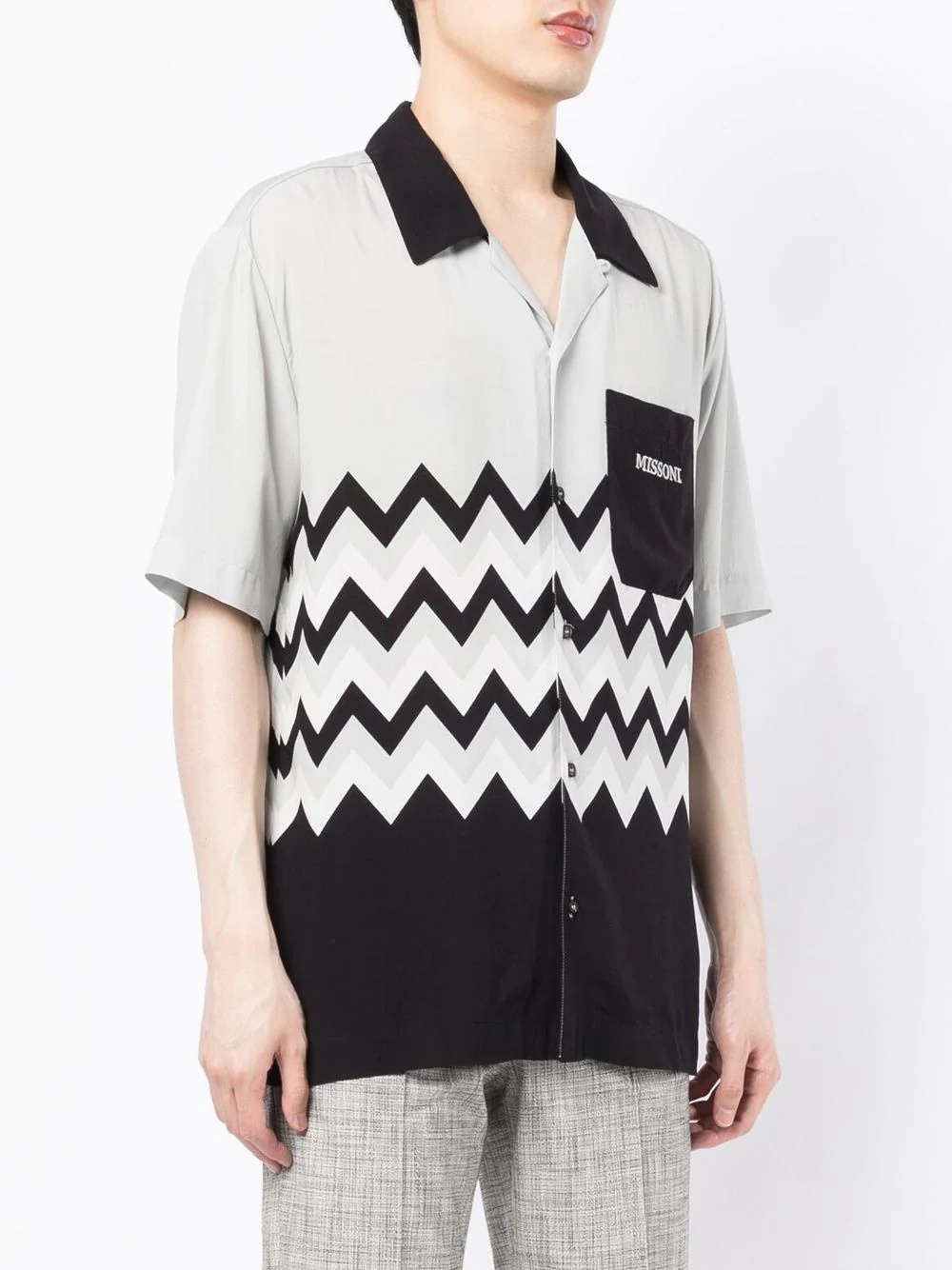 chevron-print short-sleeved shirt - 4