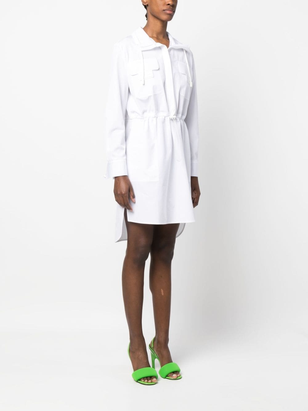 drawstring-waist cotton dress - 3