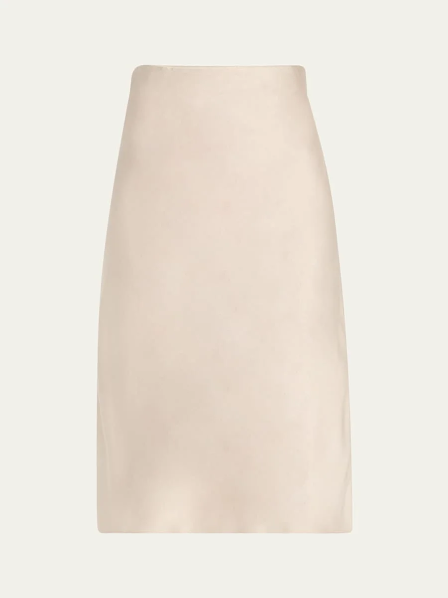 Bias Satin Midi Pull-On Skirt - 1