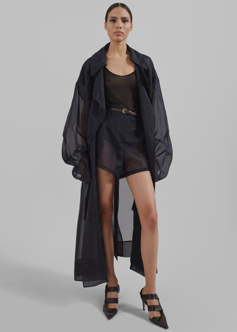 Mavis Oversized Sheer Trench - Black 7