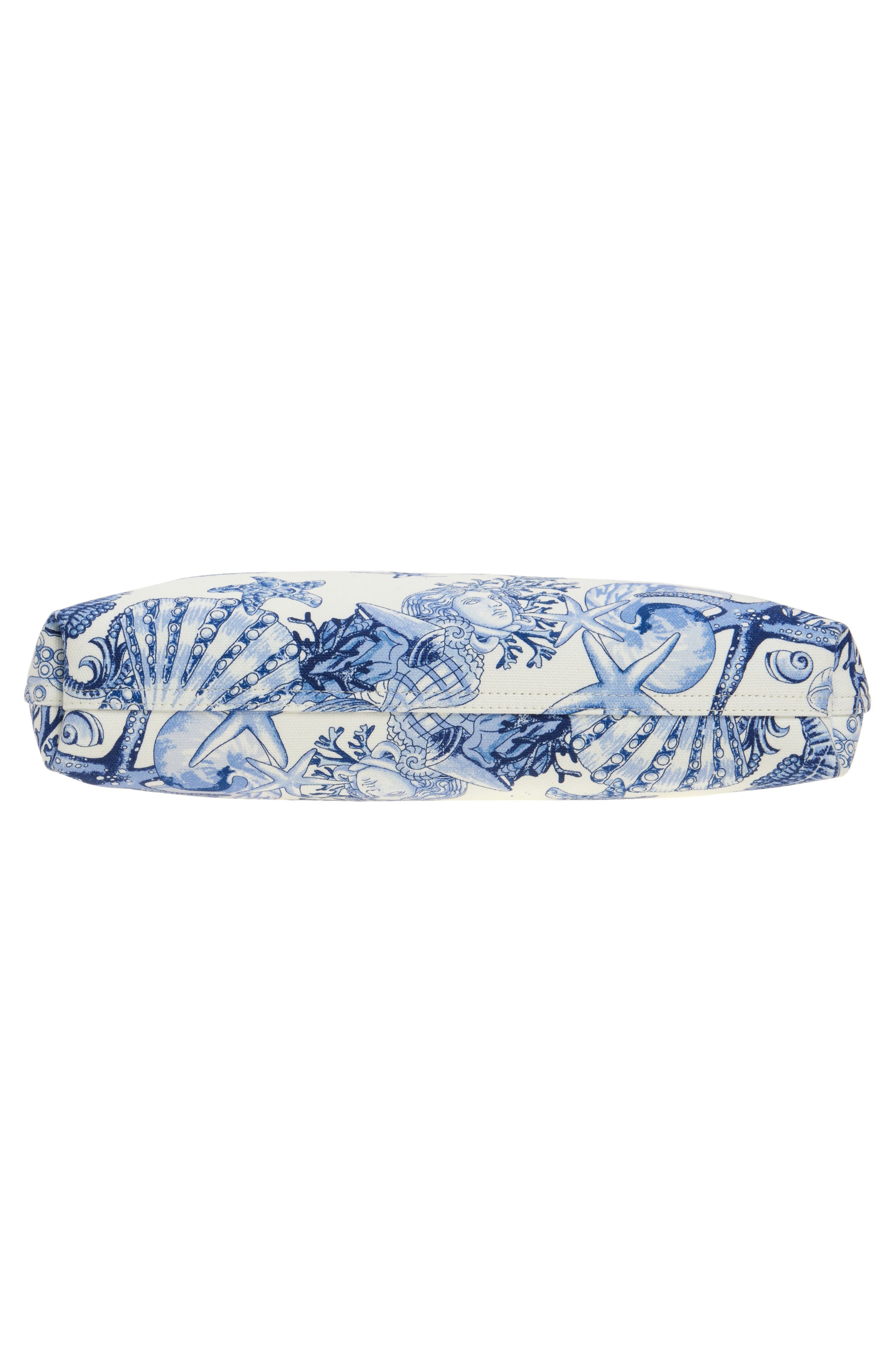 Versace Coral Theater Print Canvas Tote in White Blue Versace Gold at Nordstrom - 7