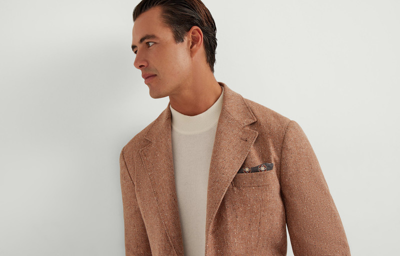 Wool and cashmere flecked chevron deconstructed Cavallo blazer 6