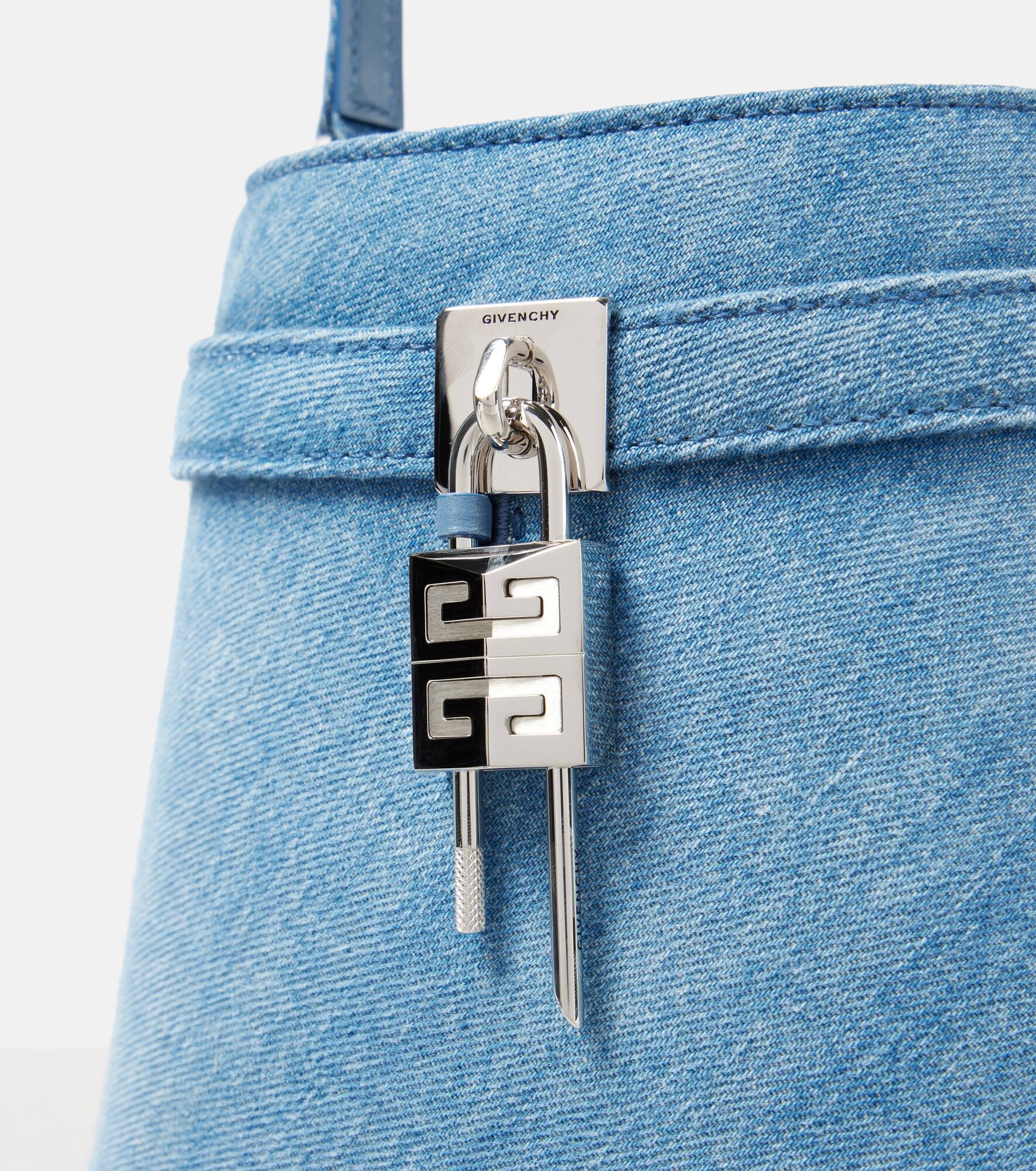 Givenchy Shark Lock denim bucket bag | mytheresa | REVERSIBLE