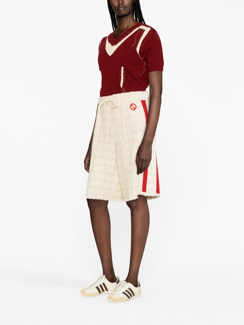 tweed drawstring shorts - 4