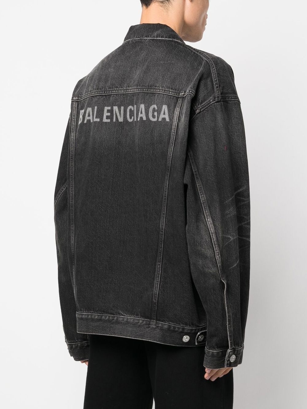 logo print denim jacket - 4