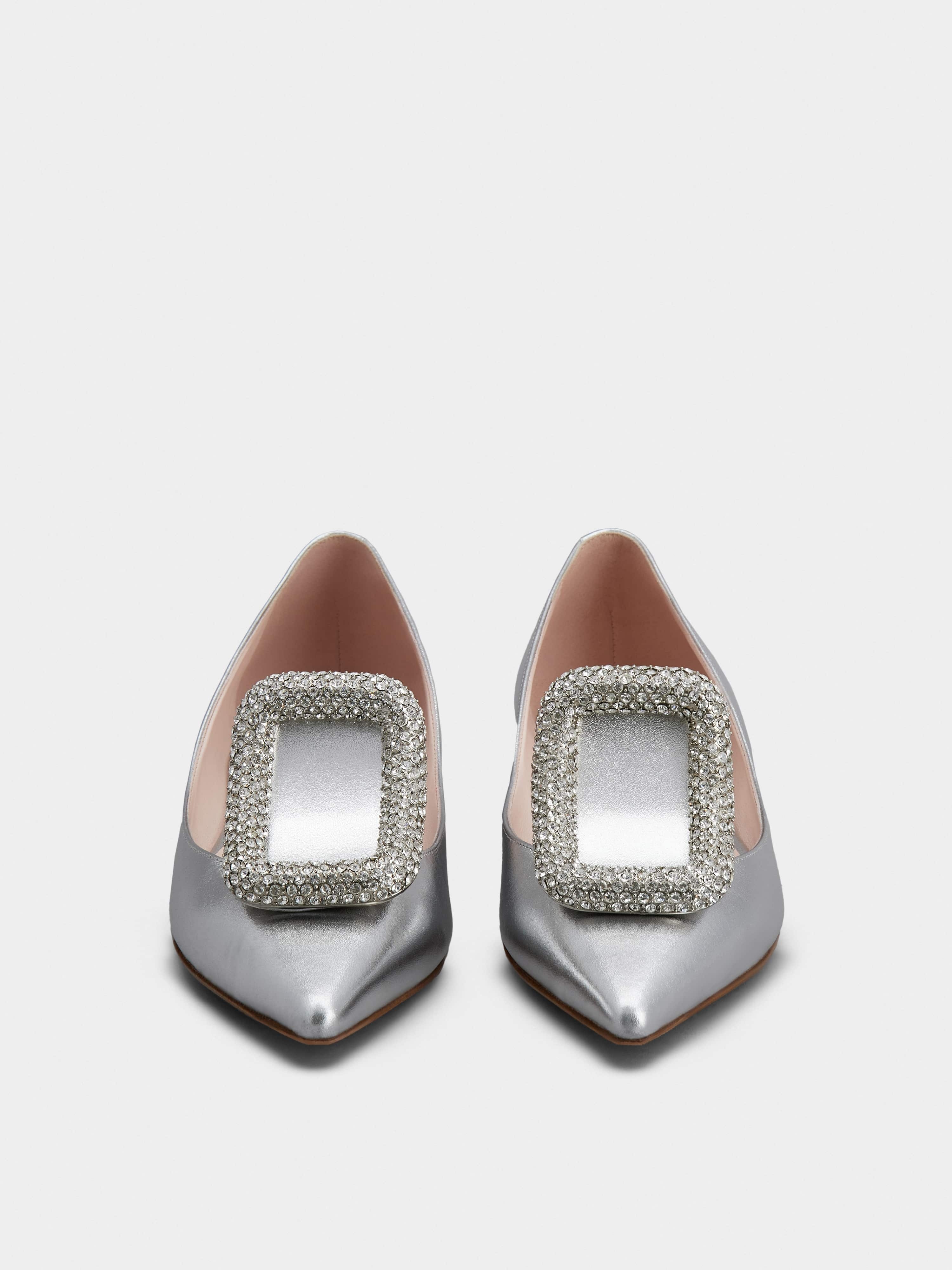 Viv' Choc Strass Buckle Ballerinas in Soft Leather - 7