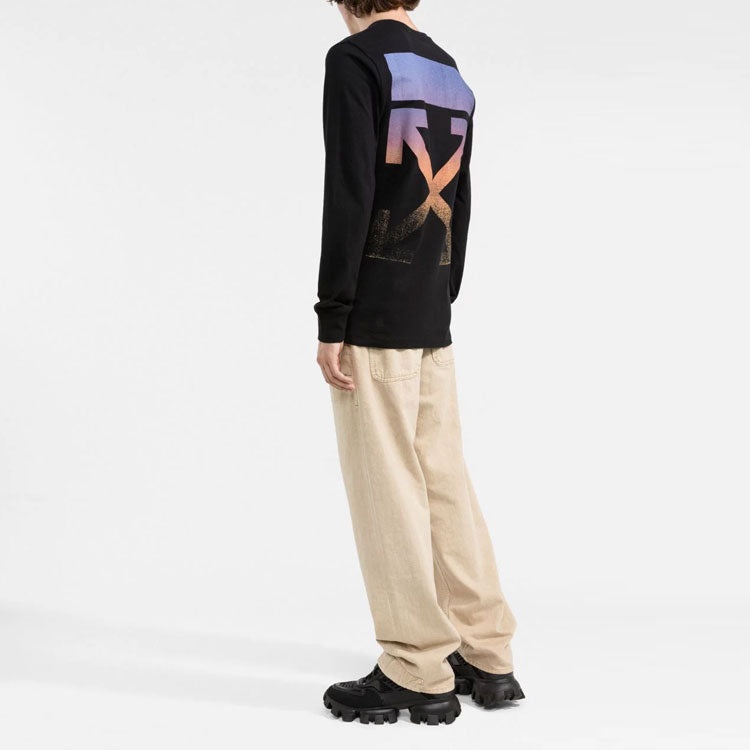Off-White FW21 Logo Arrow Pattern Round Neck Long Sleeves Black OMAB001F21JER0011084 - 3