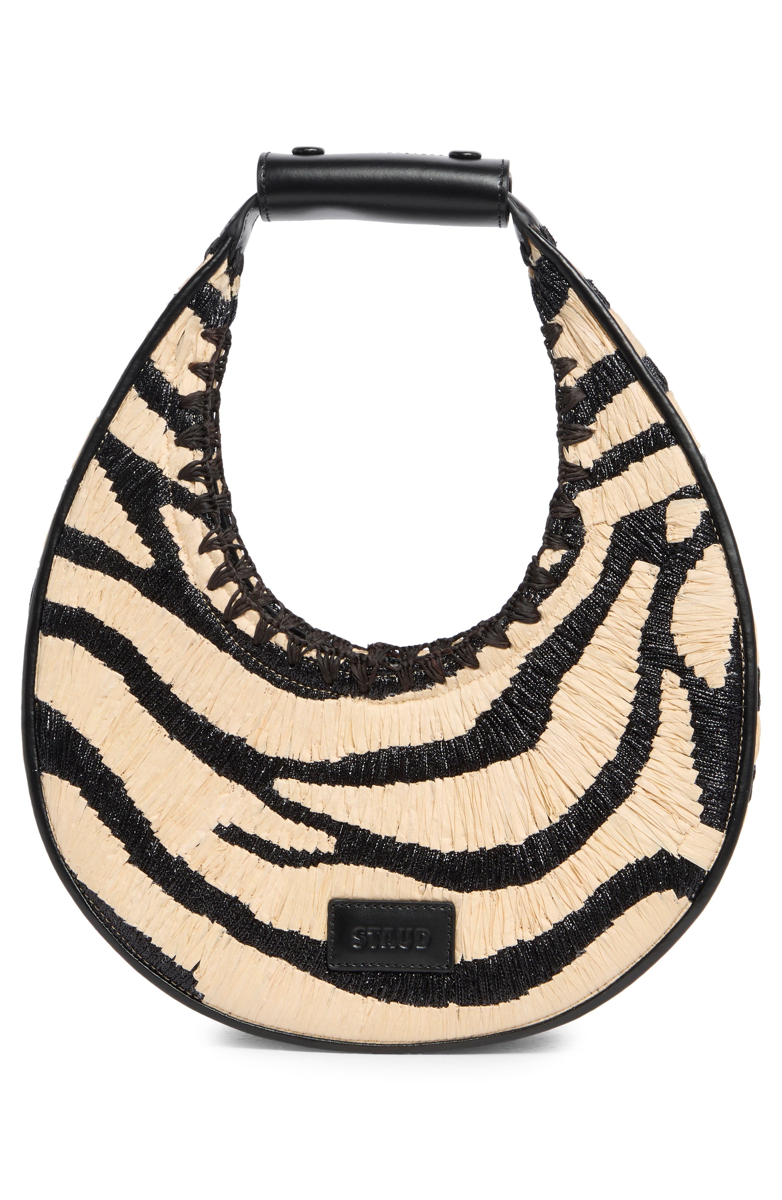 STAUD Moon Raffia Tote in Zebra Raffia at Nordstrom - 3