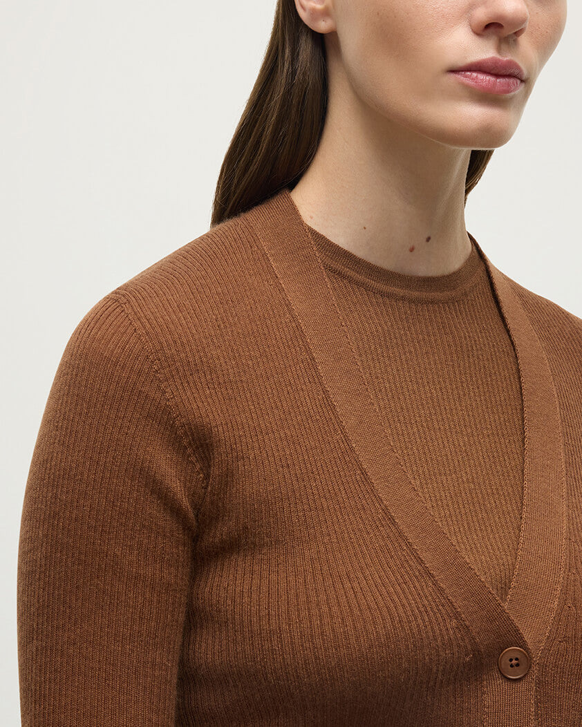 Superfine Cashmere Camel Cardigan - 5