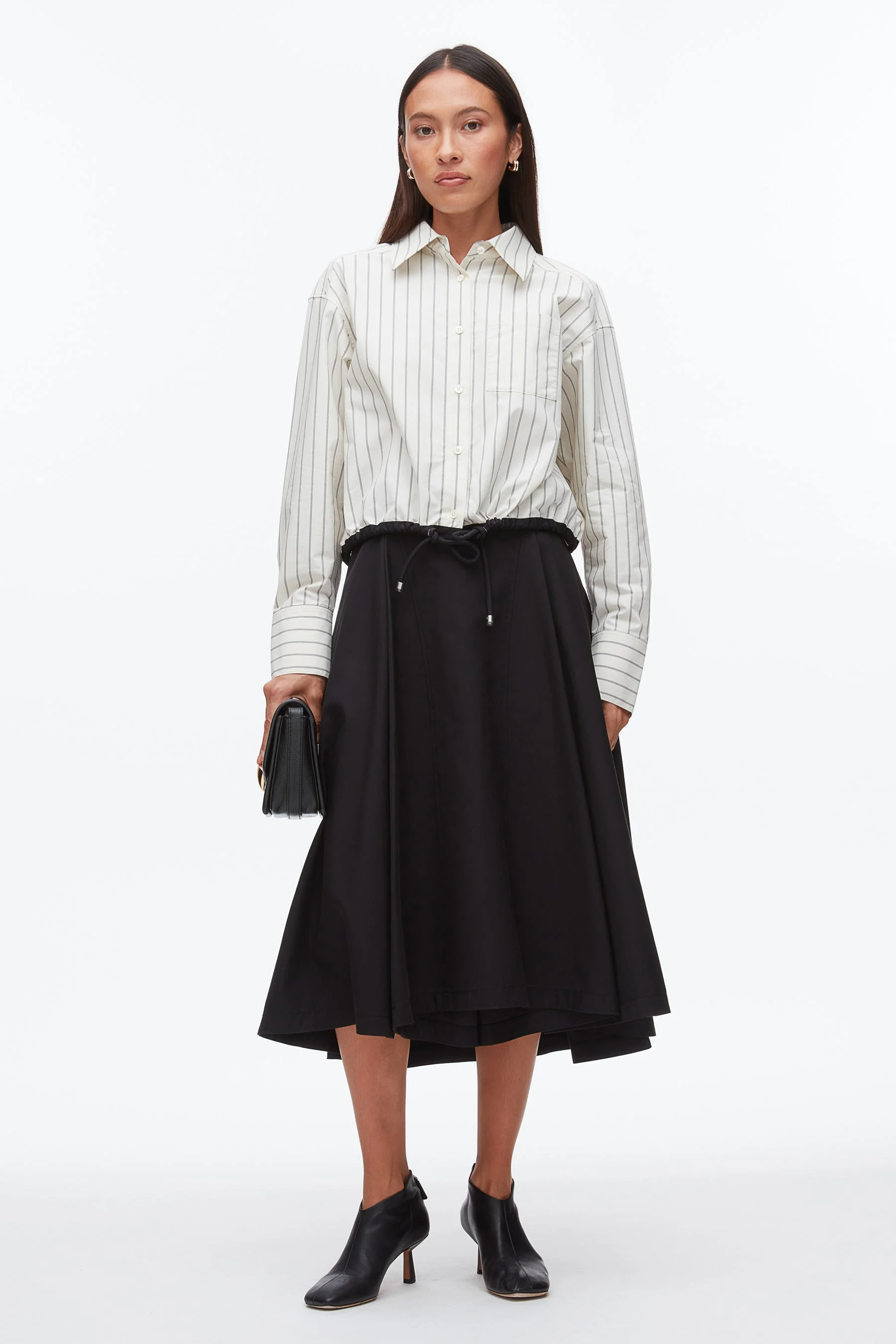 Drawcord Hem Stripe Shirt - 1