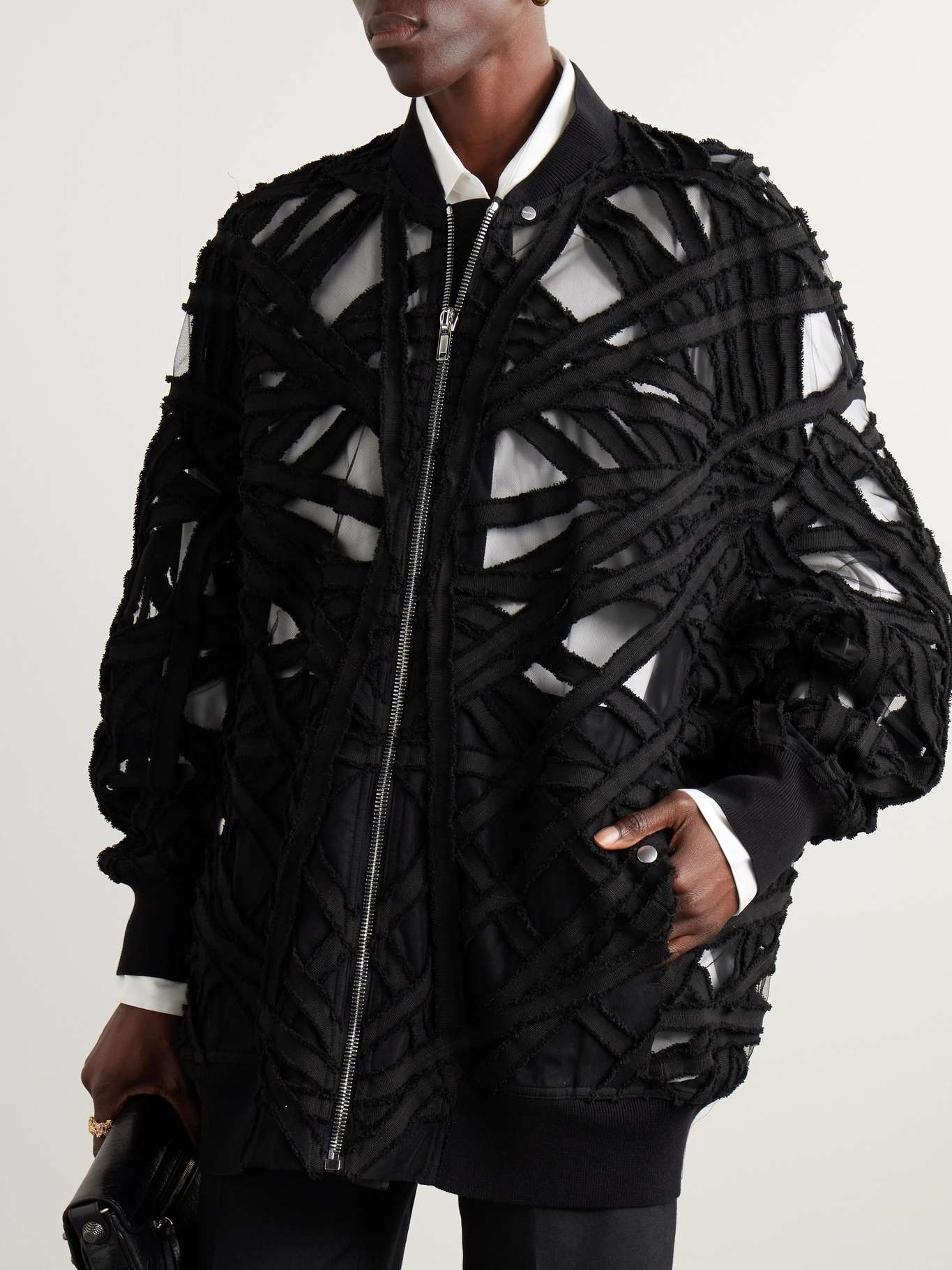 Rick Owens Peter Flight oversized appliquéd grosgrain and