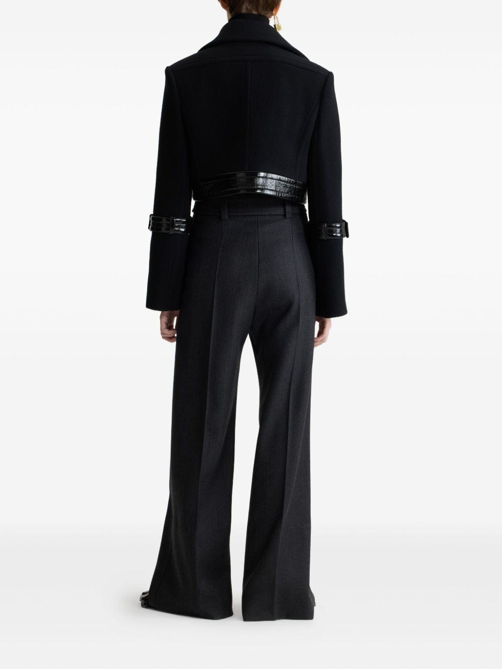 patent-trimmed wool jacket - 3