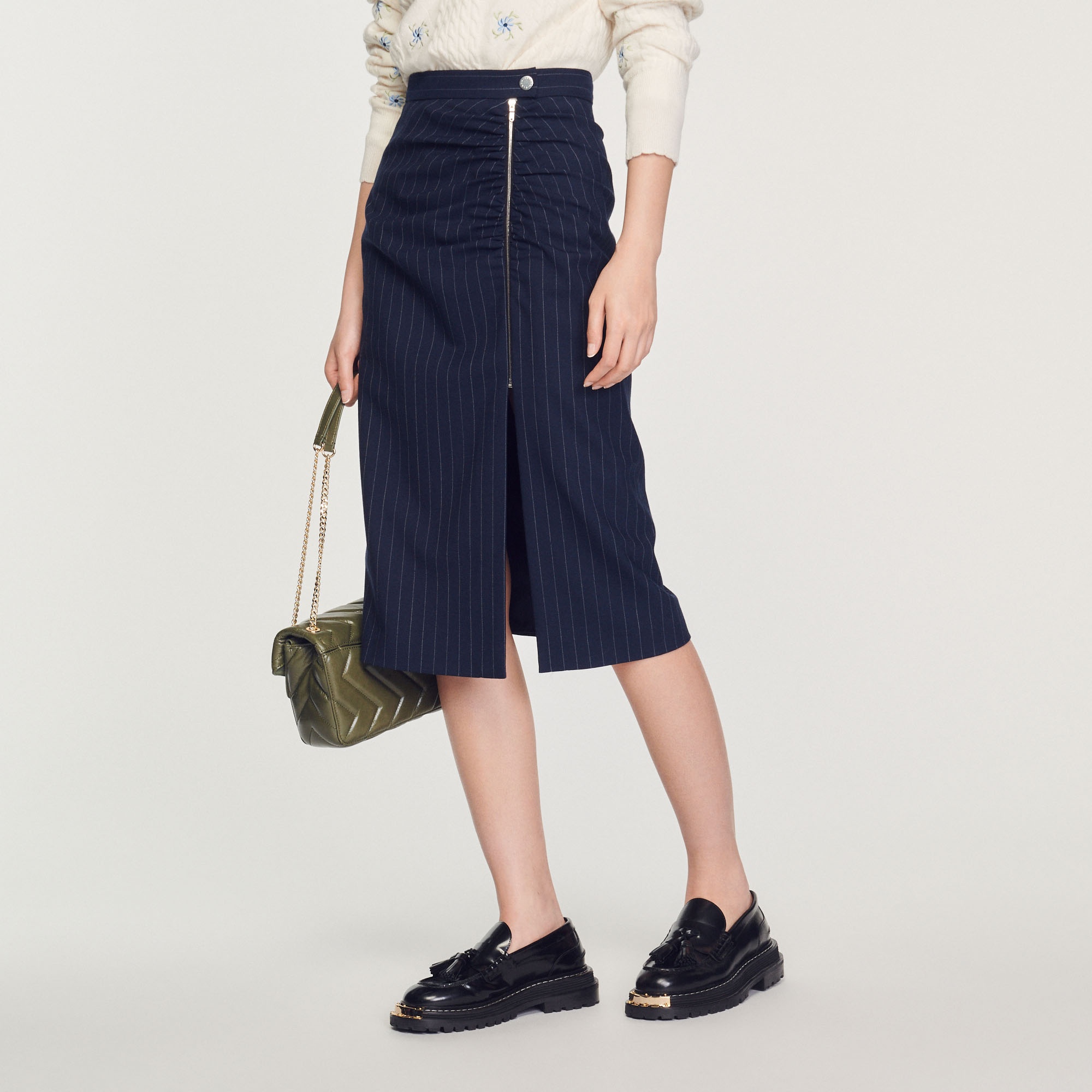Striped zip skirt - 2