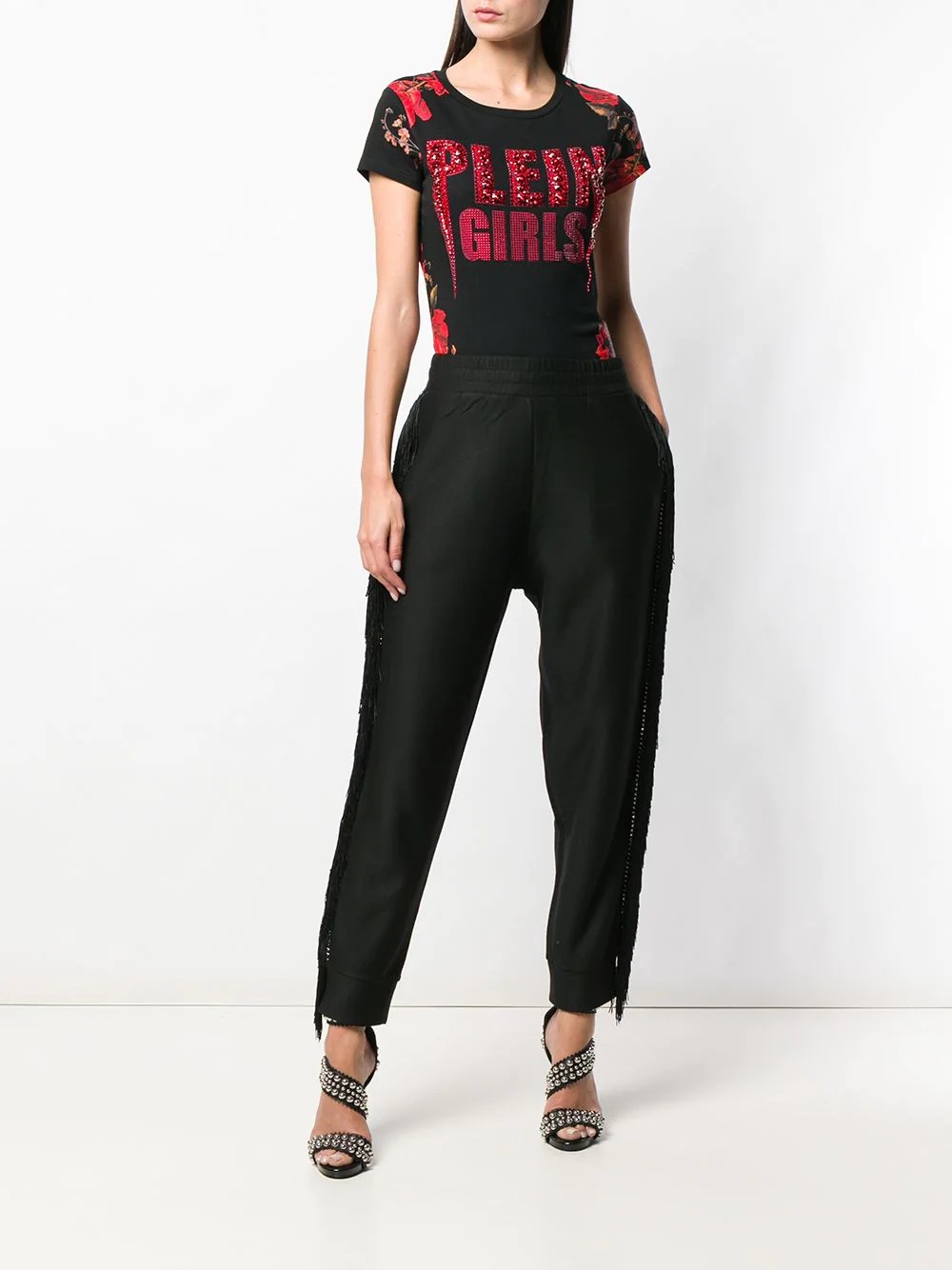 fringed trim track pants - 2
