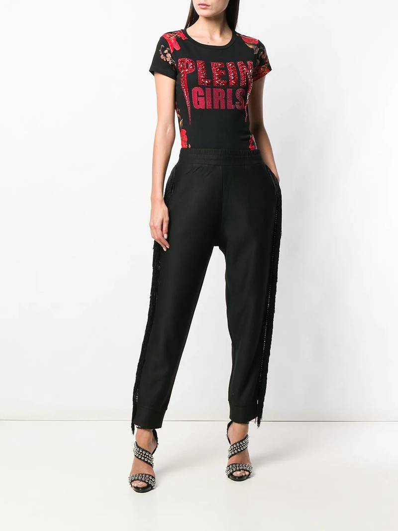 PHILIPP PLEIN fringed trim track pants outlook