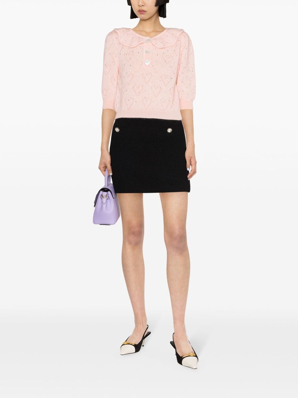 crystal-embellished cropped blouse - 2