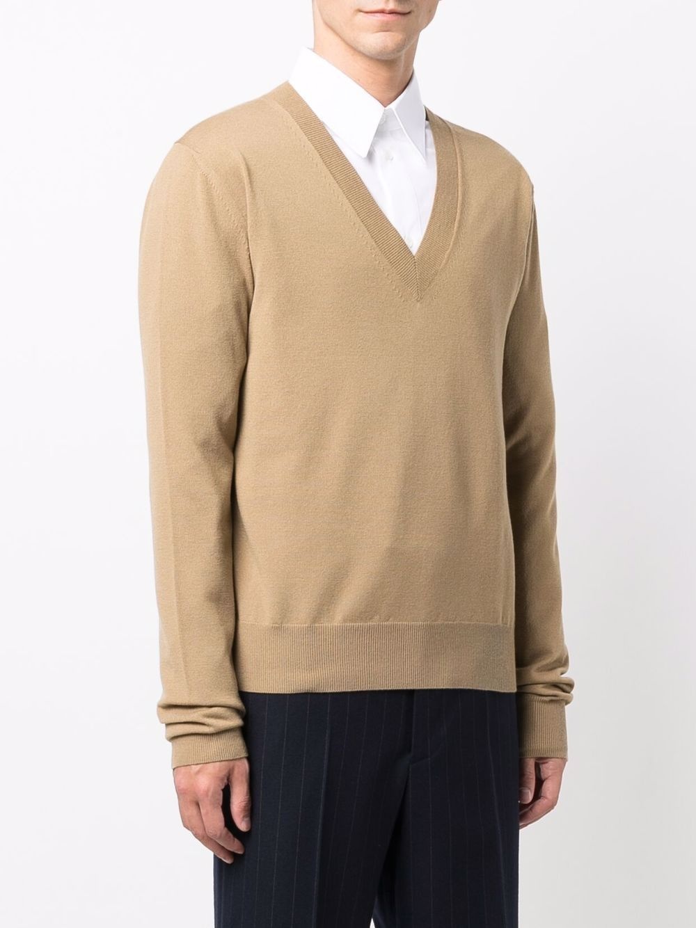 fine-knit V-neck jumper - 3