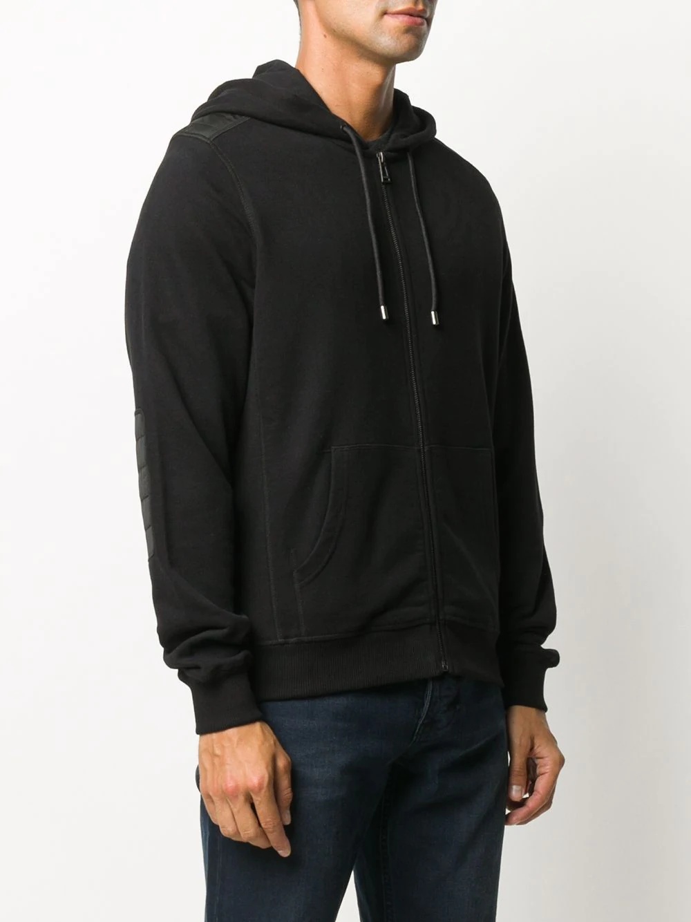 elbow-patch zipped hoodie - 3