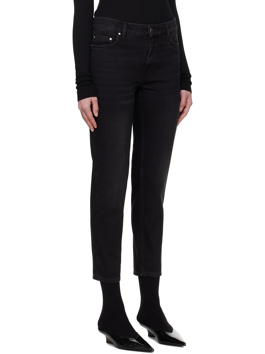 Black Low Taper Jeans - 2