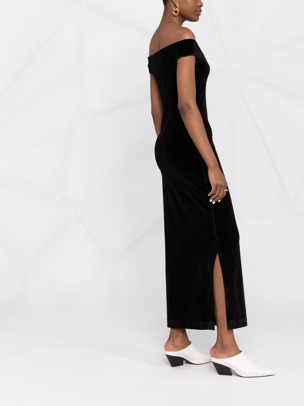 off-shoulder fitted midi dress - 6