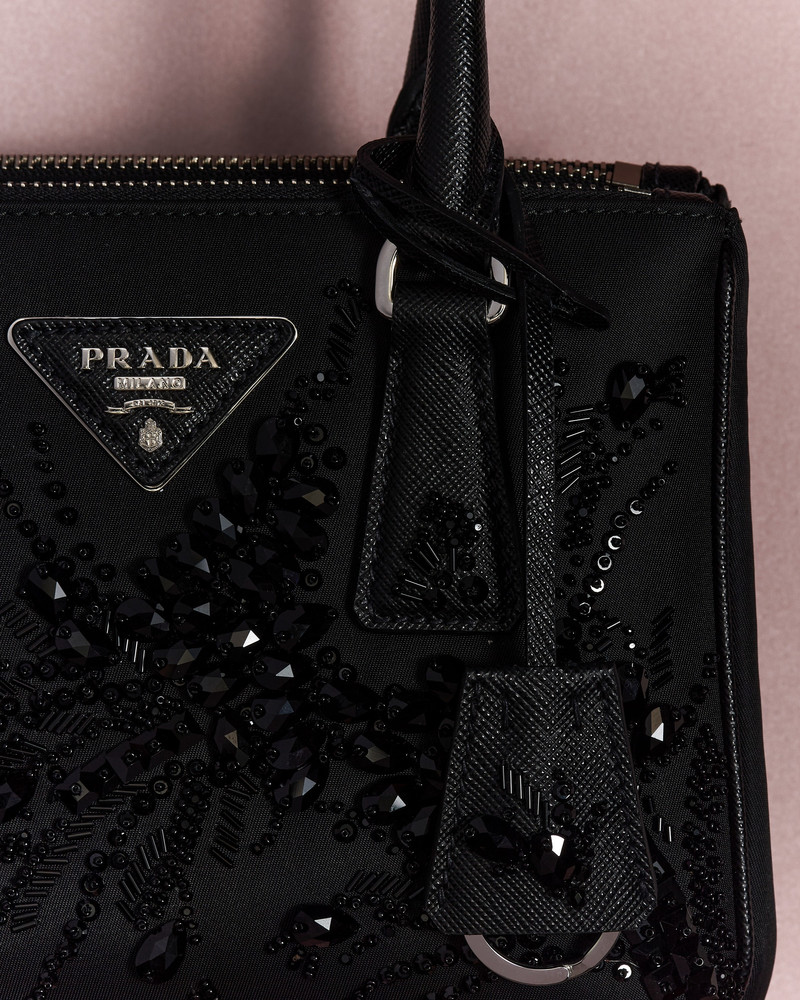 Prada Galleria embroidered Re-Nylon and Saffiano mini-bag 9