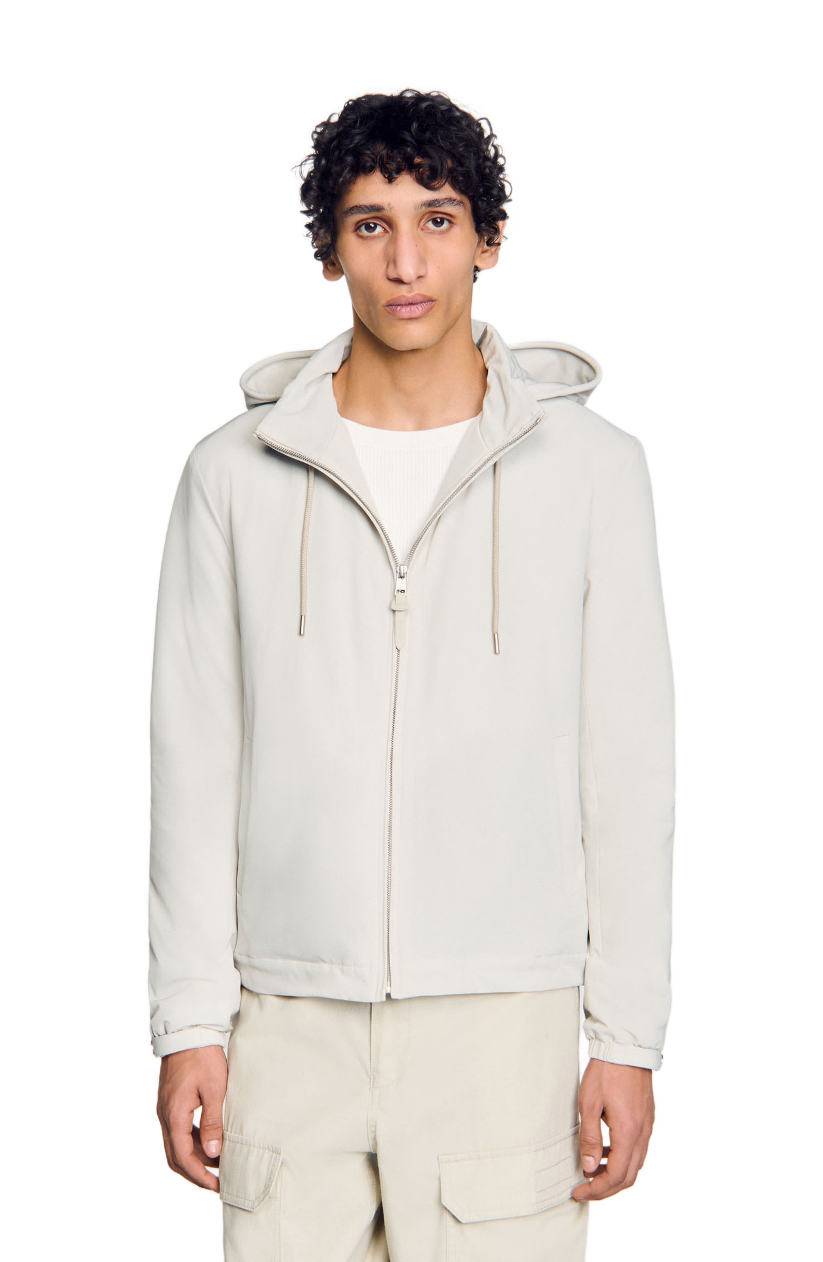 SANDRO Zip-up hooded jacket in Aluminum at Nordstrom - 3