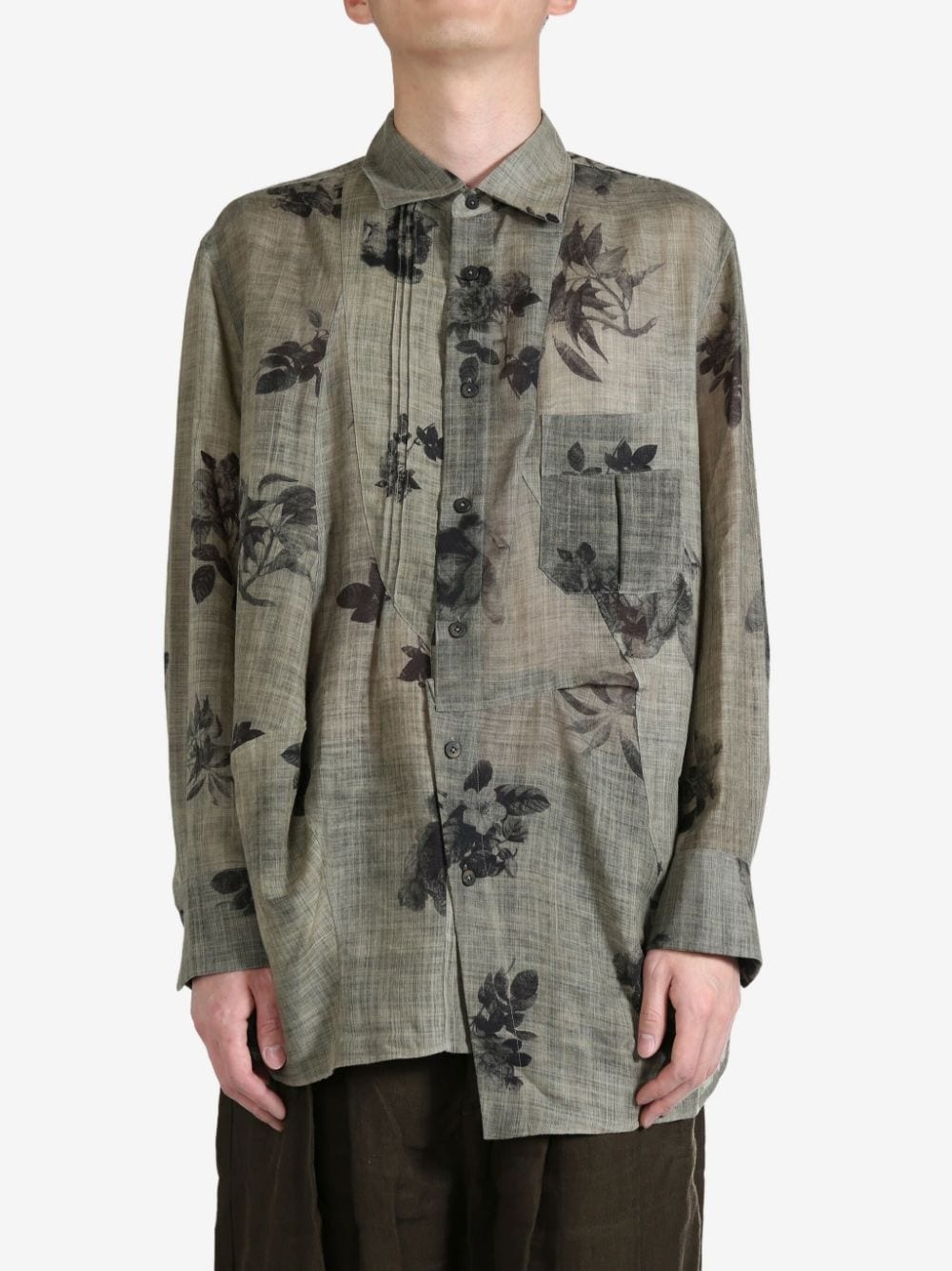 floral-print pleated shirt - 2