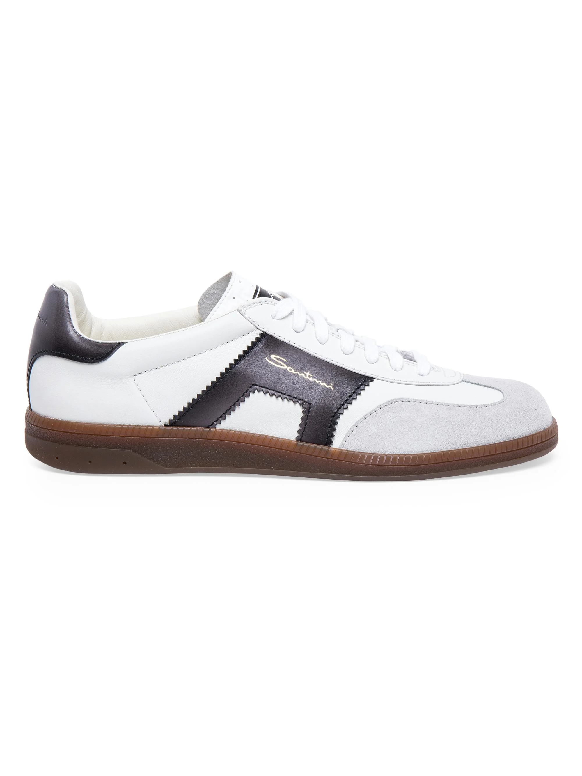 Men's Double-Buckle Leather & Suede Low-Top Sneakers - White - 1