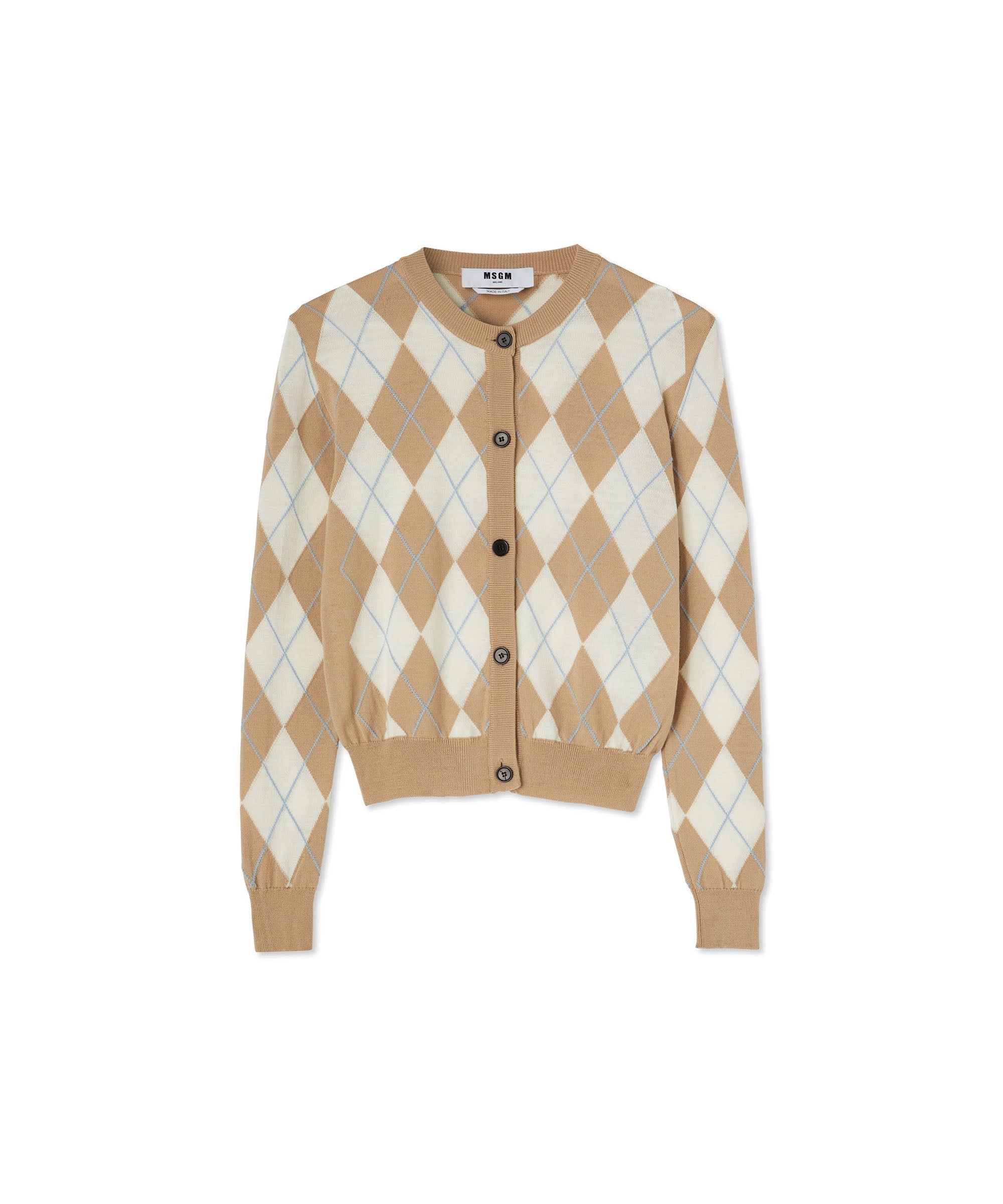 Vrigin wool cardigan with "Argyle" motif - 1