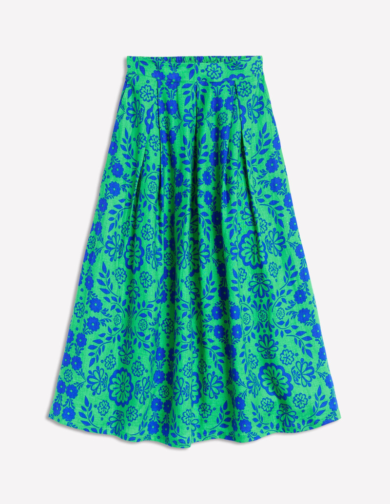 Verity Linen Midi Skirt-Structured Meadow Mono 1