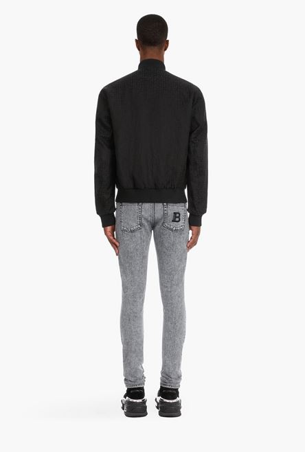 Reversible black bomber jacket with embossed Balmain logo - 3
