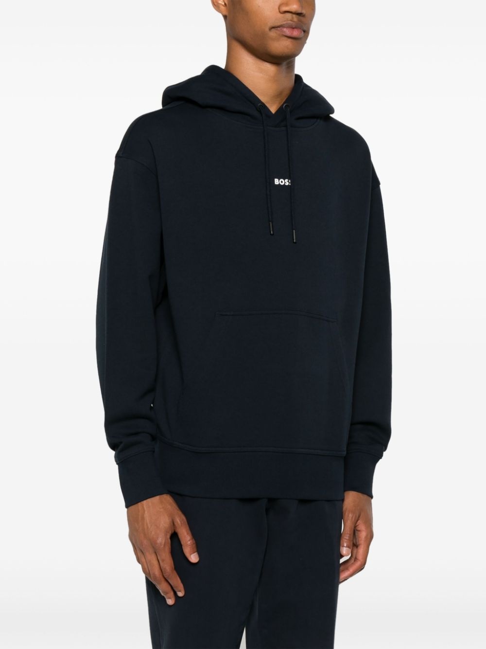 rubberised-logo cotton hoodie - 3