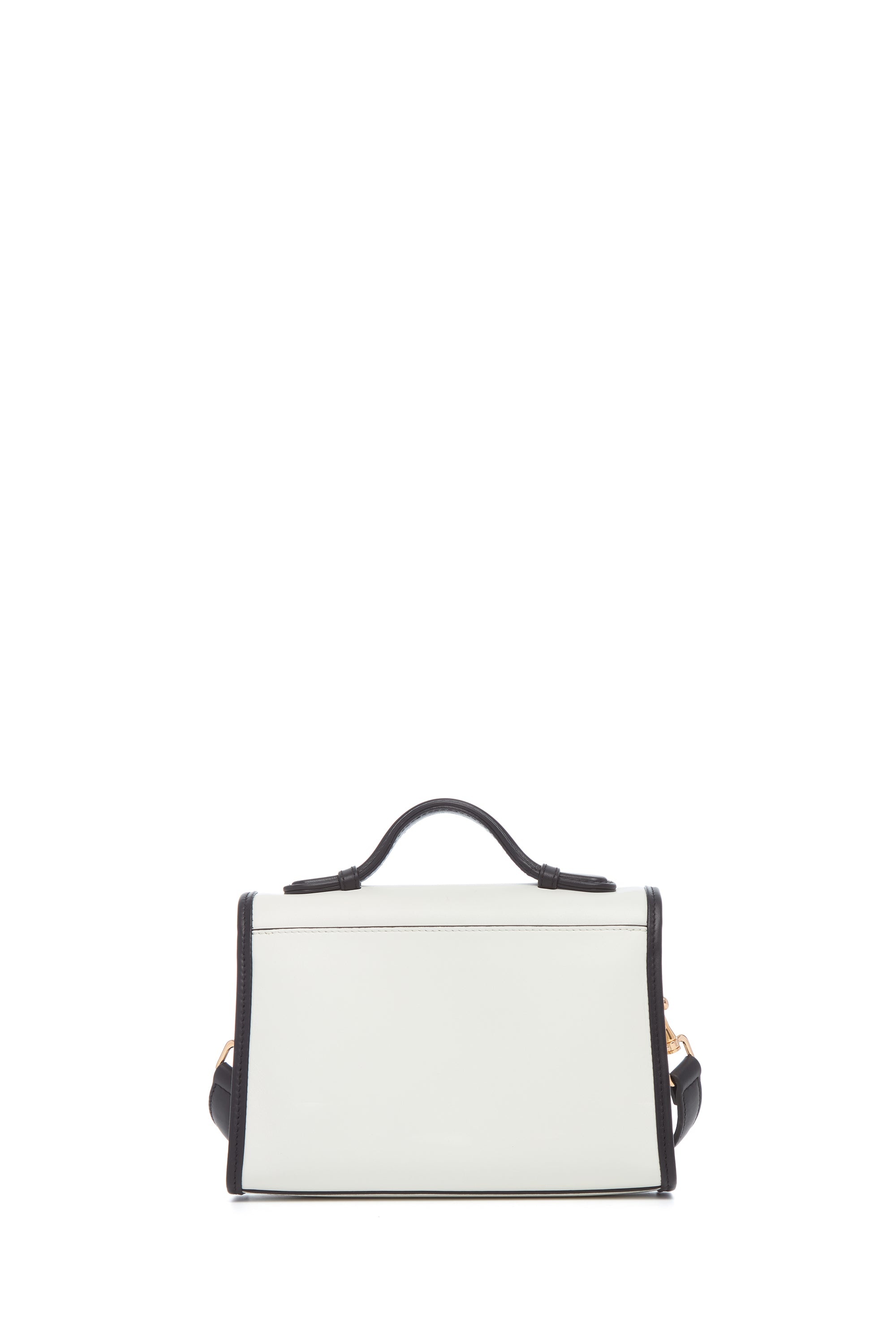 Small Leonora Western Flap Bag in Black & Ivory Leather - 3
