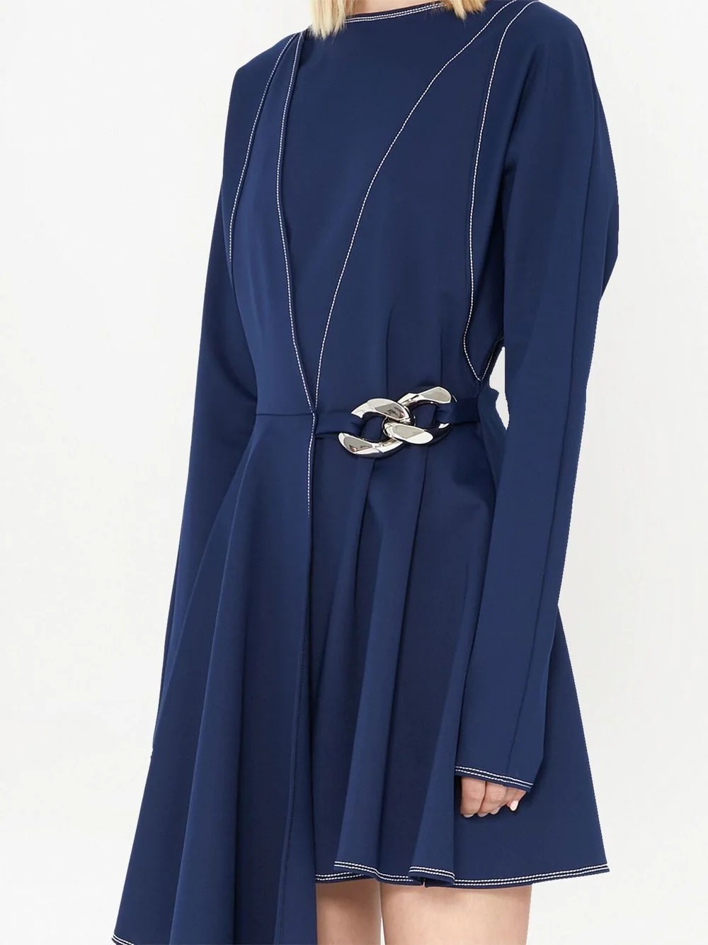 chain link-embellished asymmetric dress - 5